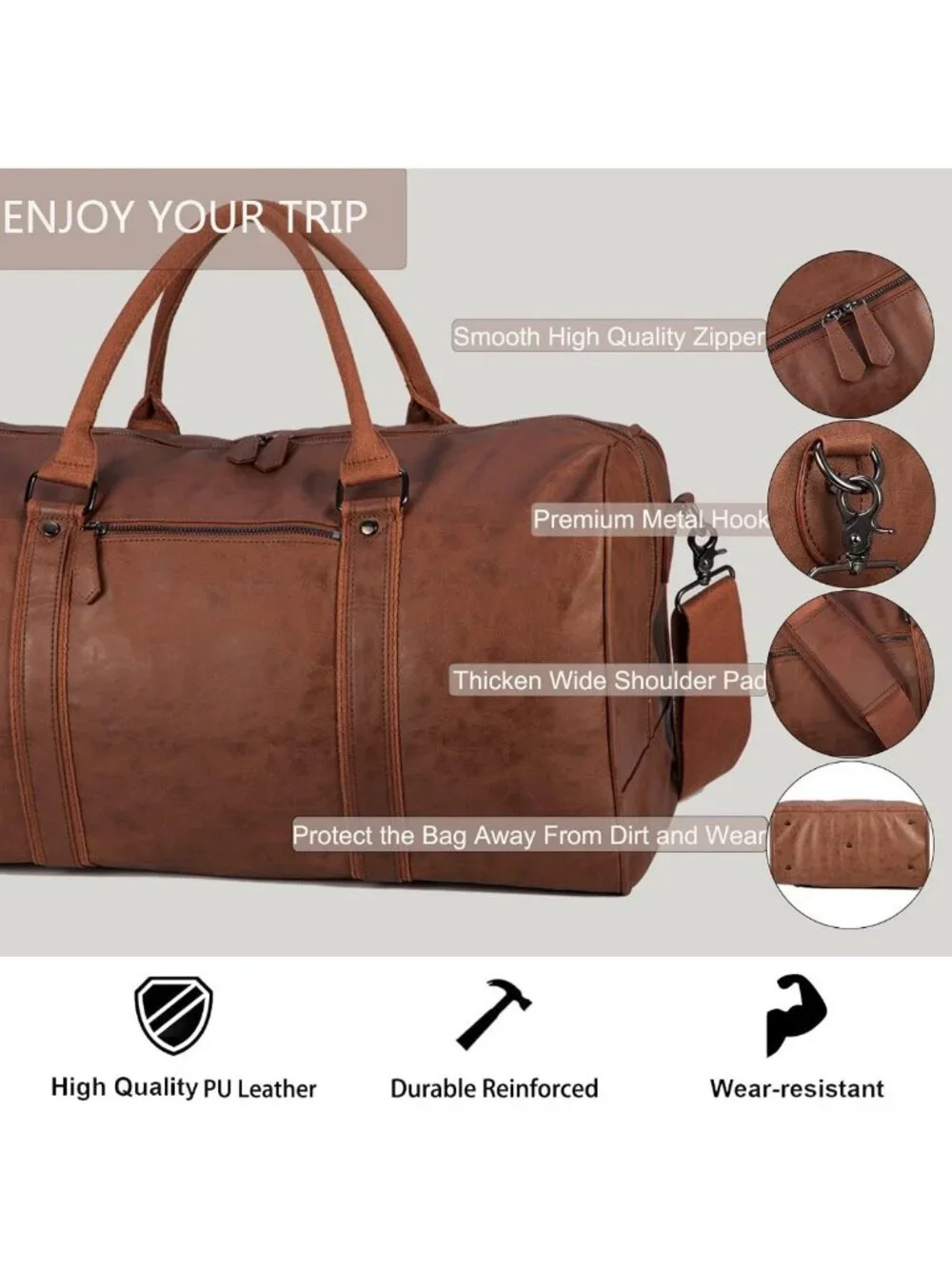 Oversized Waterproof Duffle Bag for Travel, Gym, Weekend Getaways, Large